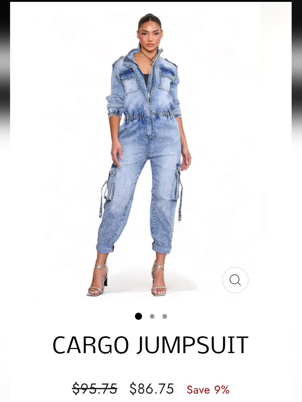 VBRT Light Wash Denim Cargo Jumpsuit Sz L